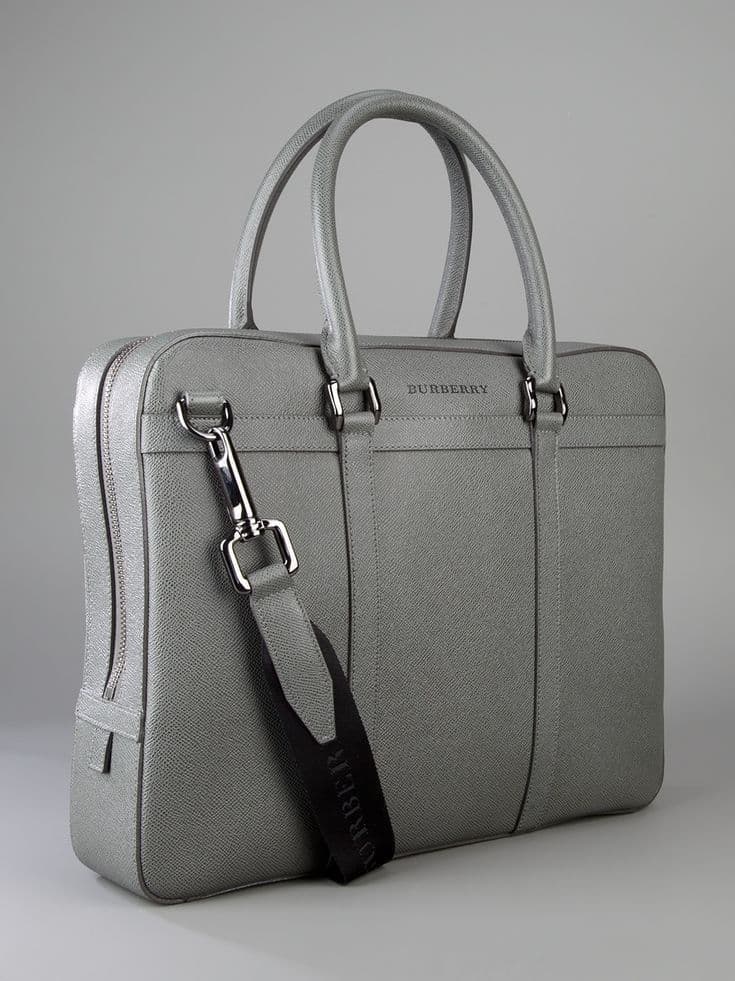 Burberry Grain Leather Briefcase Grey