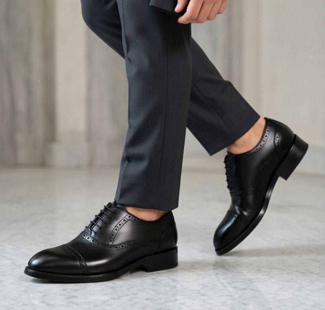 Black Cap-Toe Brogue Oxford Black