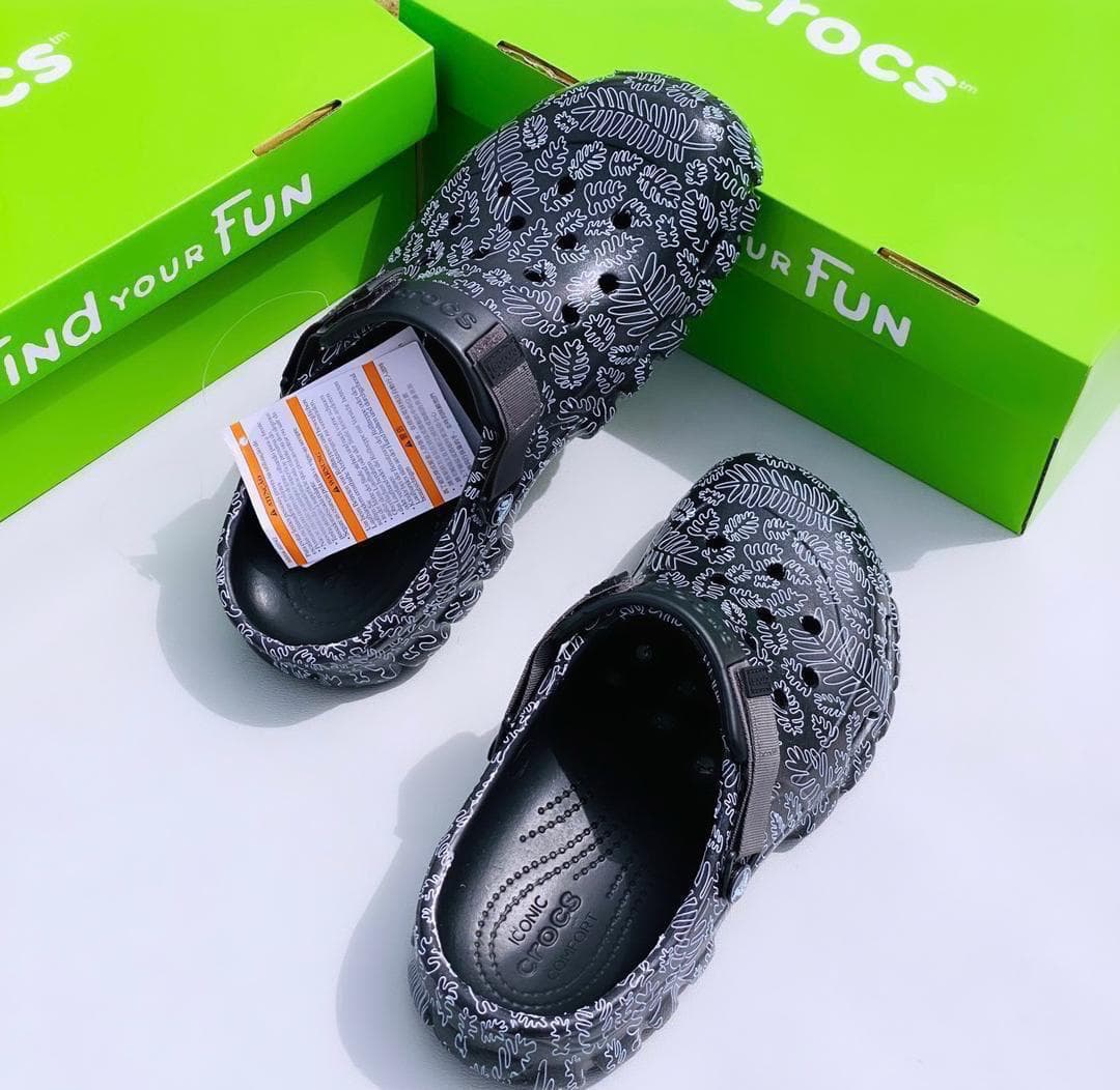Crocs Classic All-Terrain Clog Black White Leaf