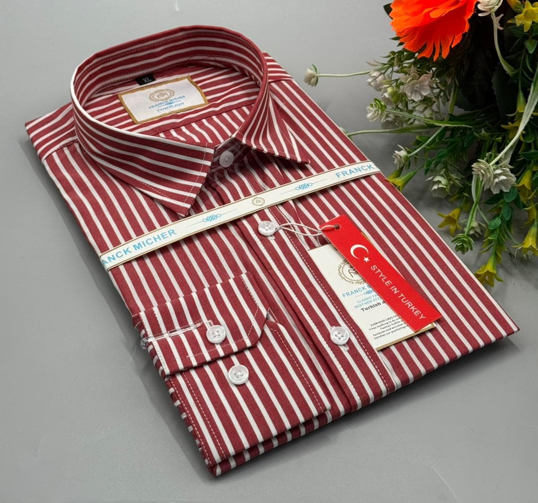 Burgundy Stripe Dress Shirt