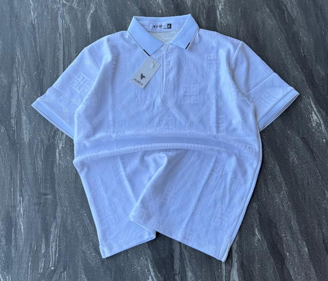 Sky Blue Textured Polo Shirt