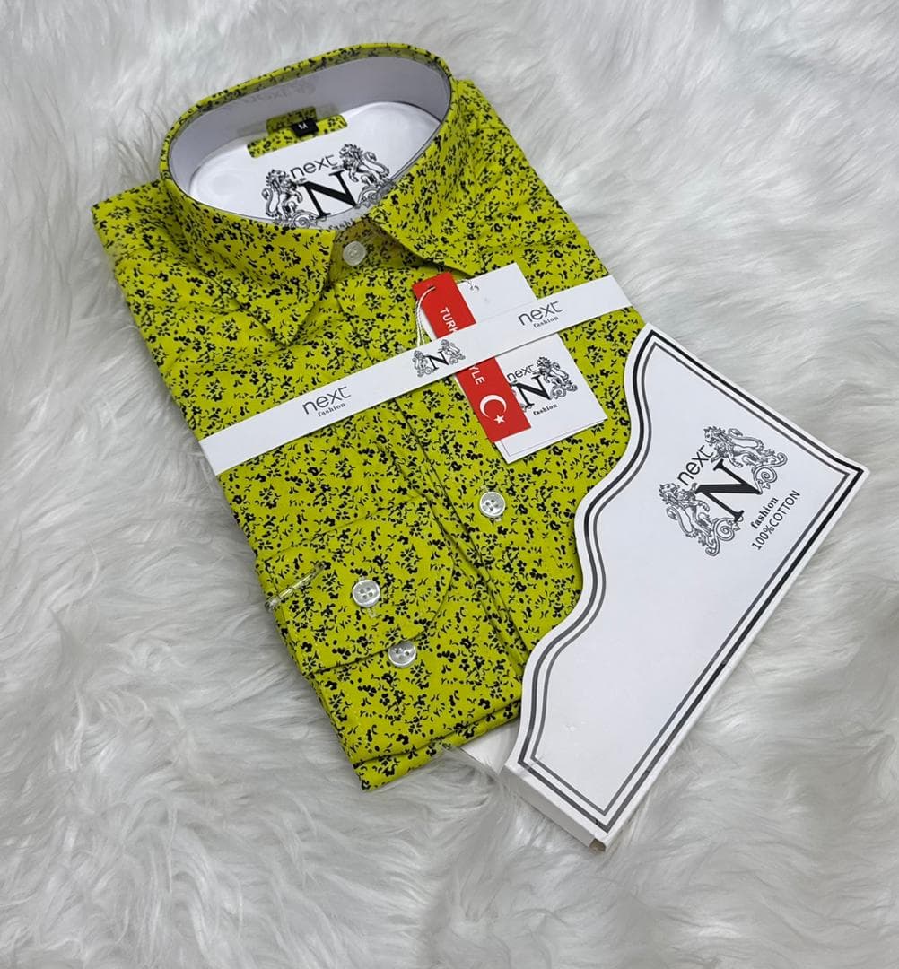 Lime Floral Pattern Shirt