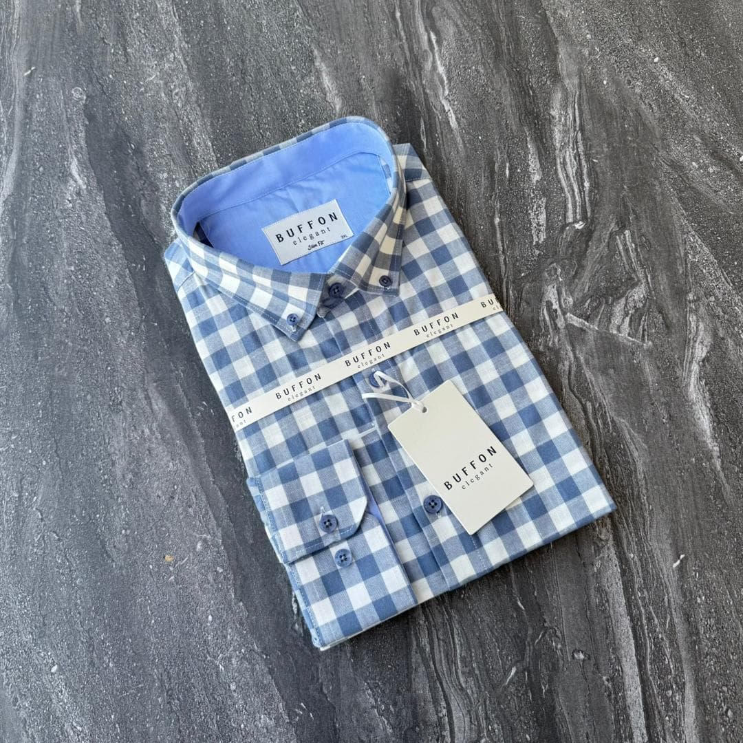 Blue Gingham Dress Shirt