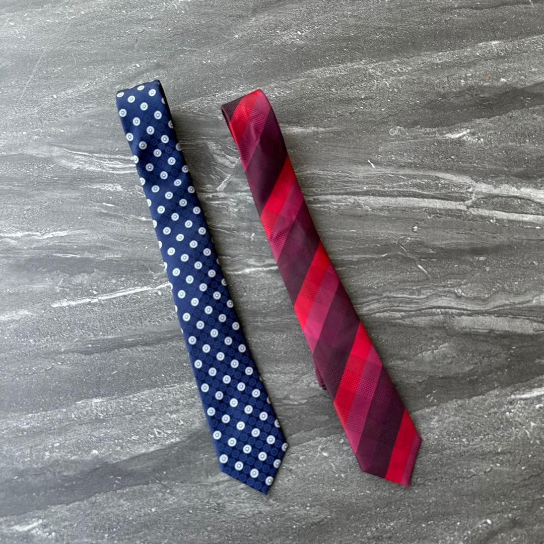 Blue Dot & Fuchsia Stripe Tie Set