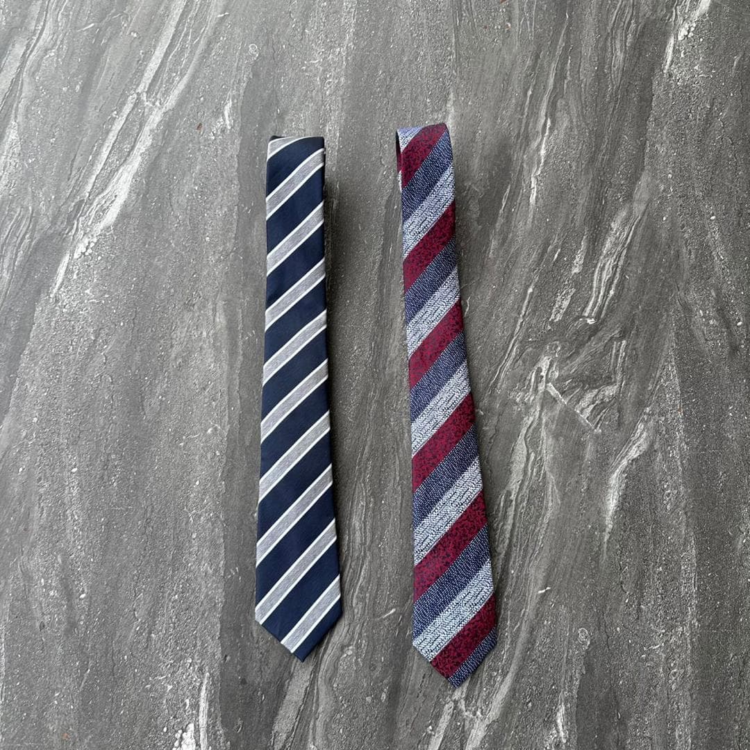 Black Stripe & Burgundy Stripe Tie Set
