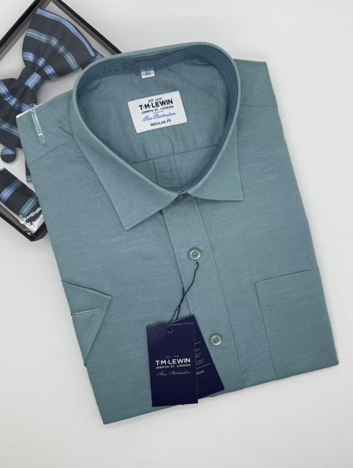 T.M. Lewin Short Sleeve Shirt ā Slate Blue