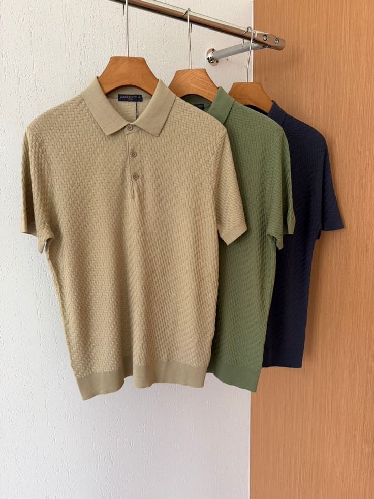 Textured Knit Polo Trio
