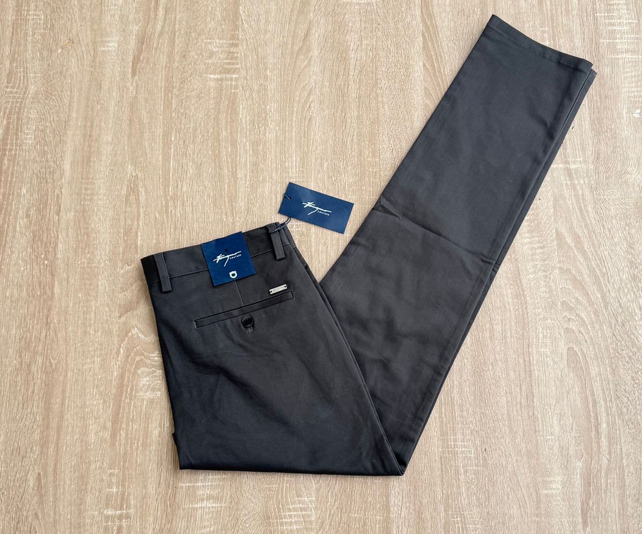 Couture Slim Chino Trousers ā Charcoal