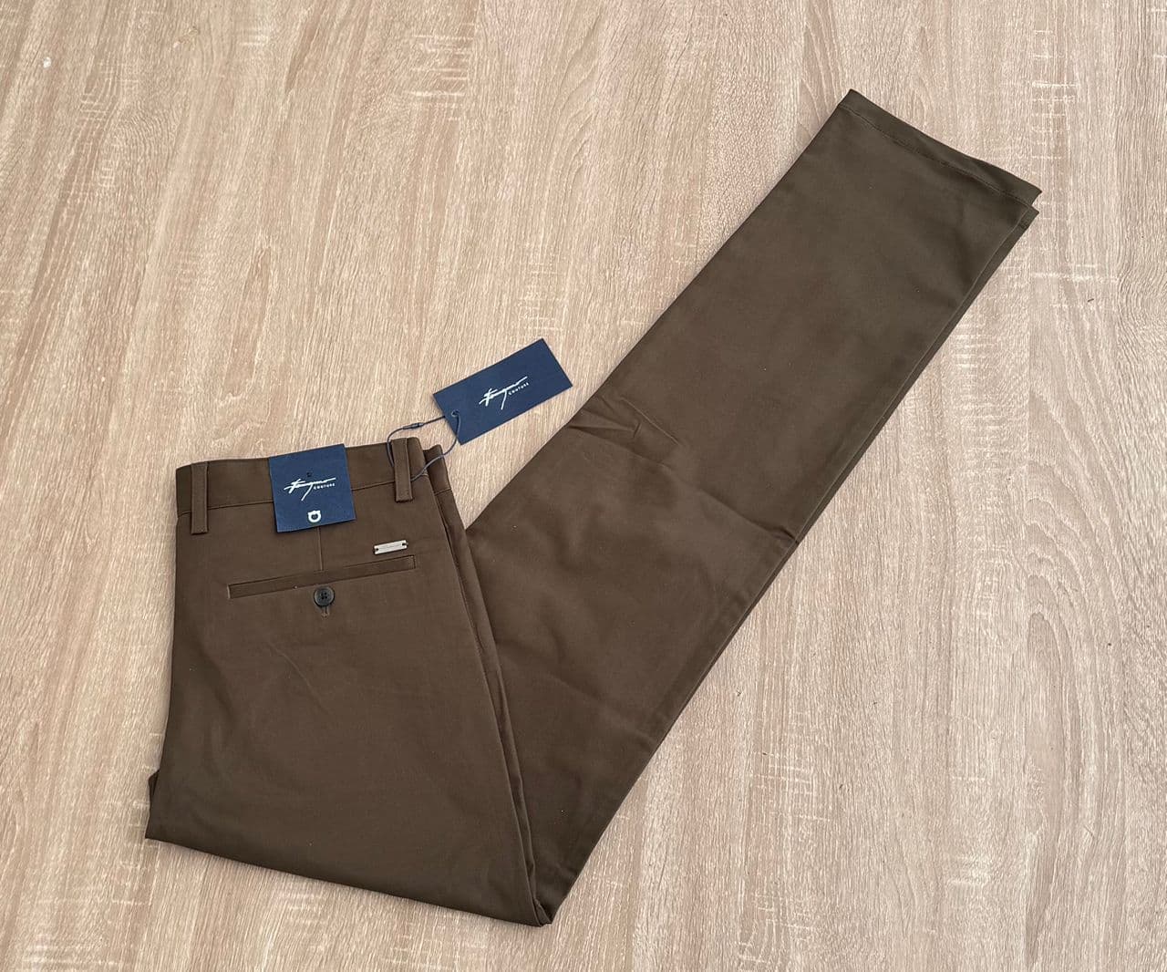 Couture Slim Chino Trousers — Dark Brown